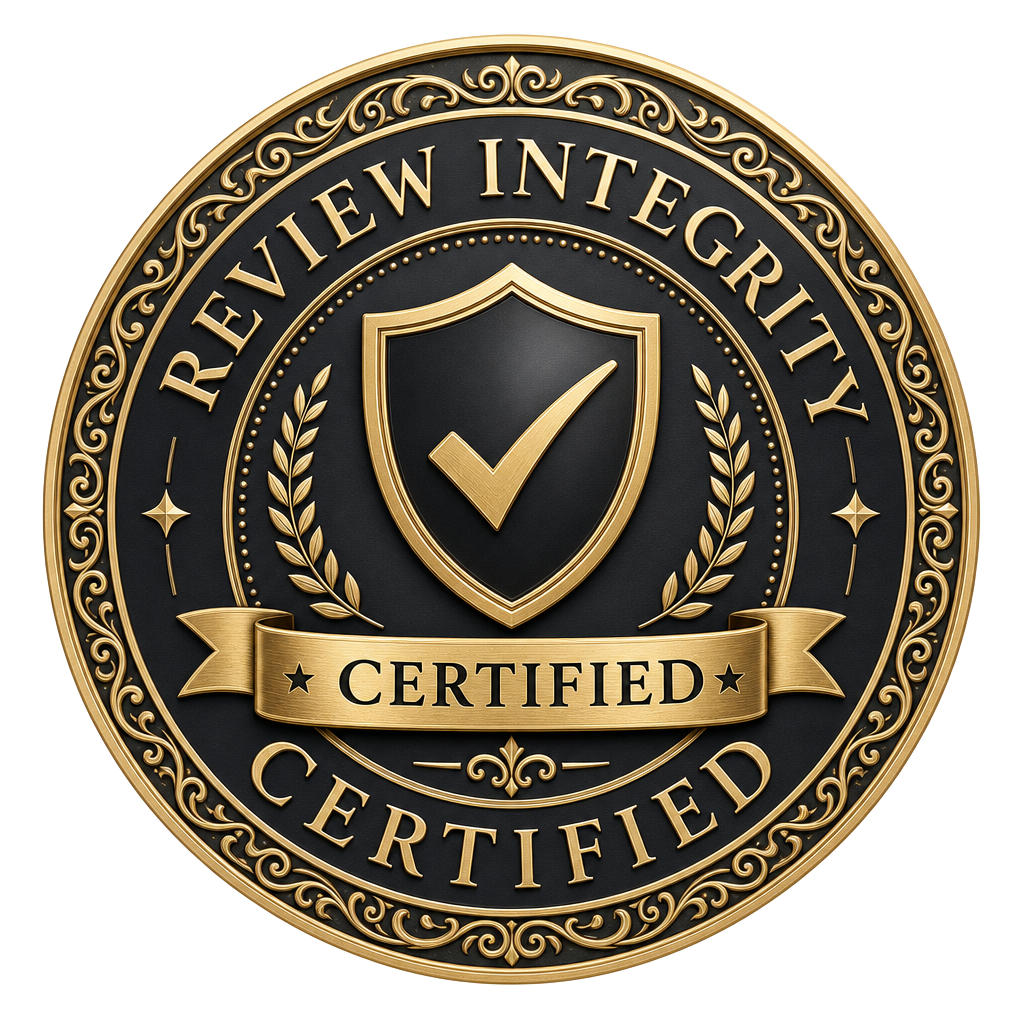Review Integrity Certified premium gold trust badge